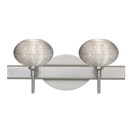 Besa Lighting Lasso Vanity, Glitter, Satin Nickel Finish, 2x40W Halogen 2SW-5612GL-SN